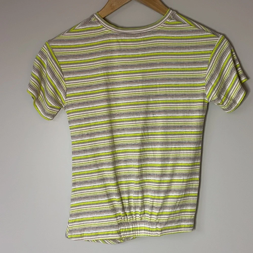 Y2K Style Walking on Sunshine Striped Twist Side Front Top - Picture 6 of 11